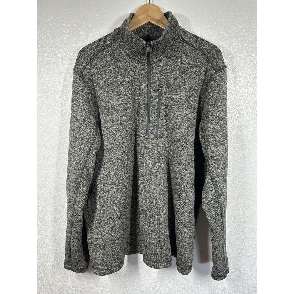 Eddie Bauer Sweater Mens XL Gray Fleece Pullover Half Zip Outdoor‎ Hiking Pocket
